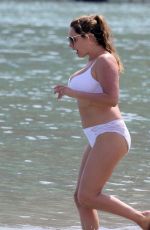 KELLY BROOK in White Bikini on the Beach in Mykonos 05/26/2018