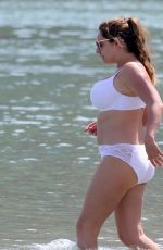 KELLY BROOK in White Bikini on the Beach in Mykonos 05/26/2018