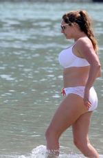 KELLY BROOK in White Bikini on the Beach in Mykonos 05/26/2018