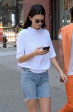 KENDALL JENNER in Denim Shorts Out in New York 05/09/2018