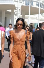 LAURA HARRIER Leaves Hotel Martinez in Cannes 05/12/2018