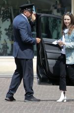 LILY COLLINS Arrives at Peninsula Hotel in Beverly Hills 05/22/2018
