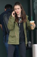 LILY COLLINS at Starbucks in West Hollywood 05/19/2018