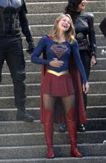 MELISSA BENOIST and ERICA DURANCE on the Set of Supergirl in Vancouver 05/02/2018