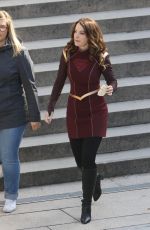 MELISSA BENOIST and ERICA DURANCE on the Set of Supergirl in Vancouver 05/02/2018