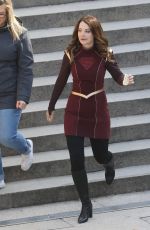MELISSA BENOIST and ERICA DURANCE on the Set of Supergirl in Vancouver 05/02/2018