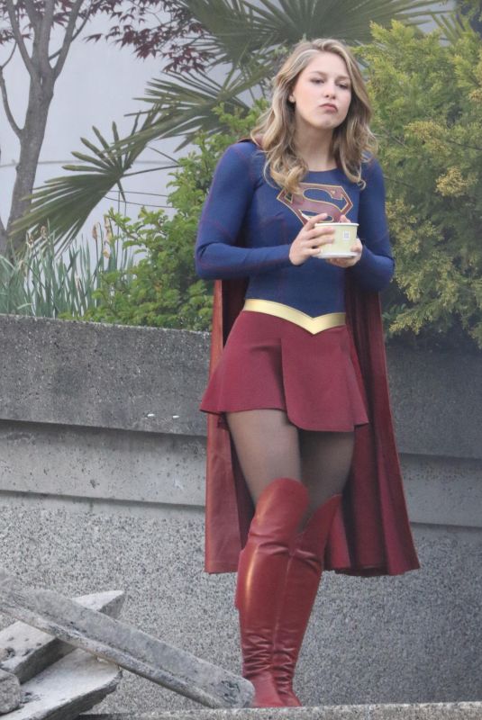 MELISSA BENOIST and ERICA DURANCE on the Set of Supergirl in Vancouver 05/02/2018