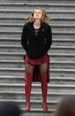 MELISSA BENOIST and ERICA DURANCE on the Set of Supergirl in Vancouver 05/02/2018