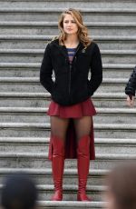 MELISSA BENOIST and ERICA DURANCE on the Set of Supergirl in Vancouver 05/02/2018