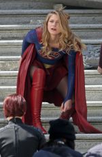 MELISSA BENOIST, CHYLER LEIGH, AMY JACNKSON and ERICA DURANCE on the Set of Supergirl in Vancouver 05/02/2018