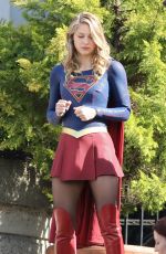 MELISSA BENOIST, CHYLER LEIGH, AMY JACNKSON and ERICA DURANCE on the Set of Supergirl in Vancouver 05/02/2018