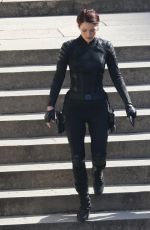 MELISSA BENOIST, CHYLER LEIGH, AMY JACNKSON and ERICA DURANCE on the Set of Supergirl in Vancouver 05/02/2018