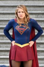 MELISSA BENOIST, CHYLER LEIGH, AMY JACNKSON and ERICA DURANCE on the Set of Supergirl in Vancouver 05/02/2018