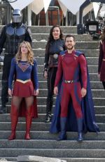 MELISSA BENOIST, CHYLER LEIGH, AMY JACNKSON and ERICA DURANCE on the Set of Supergirl in Vancouver 05/02/2018