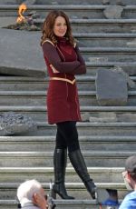 MELISSA BENOIST, CHYLER LEIGH, AMY JACNKSON and ERICA DURANCE on the Set of Supergirl in Vancouver 05/02/2018