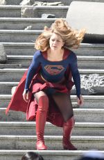 MELISSA BENOIST, CHYLER LEIGH, AMY JACNKSON and ERICA DURANCE on the Set of Supergirl in Vancouver 05/02/2018