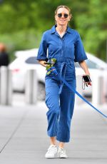 NAOMI WATTS in Blue Jeans Jumper Out with Her Dog in New York 05/22/2018