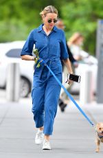 NAOMI WATTS in Blue Jeans Jumper Out with Her Dog in New York 05/22/2018