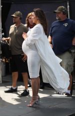 Pregnant EVA LONGORIA on the Set of Extra at Universal Studios in Hollywood 05/08/2018