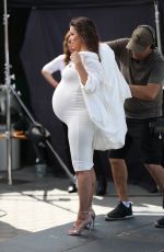 Pregnant EVA LONGORIA on the Set of Extra at Universal Studios in Hollywood 05/08/2018