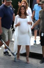 Pregnant EVA LONGORIA on the Set of Extra at Universal Studios in Hollywood 05/08/2018