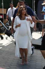 Pregnant EVA LONGORIA on the Set of Extra at Universal Studios in Hollywood 05/08/2018
