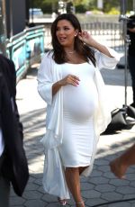 Pregnant EVA LONGORIA on the Set of Extra at Universal Studios in Hollywood 05/08/2018