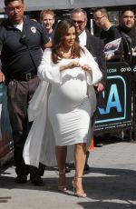 Pregnant EVA LONGORIA on the Set of Extra at Universal Studios in Hollywood 05/08/2018