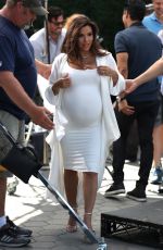 Pregnant EVA LONGORIA on the Set of Extra at Universal Studios in Hollywood 05/08/2018