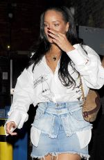 RIHANNA in Denim Skirt Night Out in London 05/22/2018