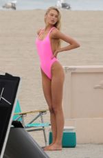 ROMEE STRIJD in Swimsuit on the Set of a Photoshoot in Malibu 05/13/2018