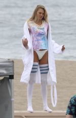 ROMEE STRIJD on the Set of a Photoshoot at a Beach in Malibu 05/12/2018