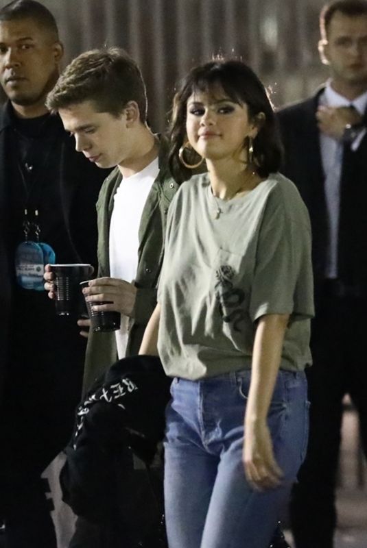 SELENA GOMEZ Barding a Limo Bus in Pasadena 05/20/2018