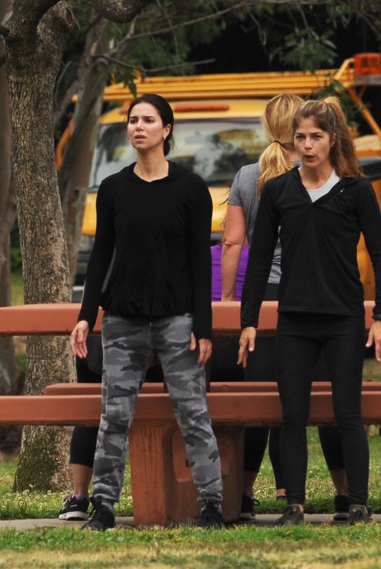 SELMA BLAIR and ROSELYN SANCHEZ Working Out at a Park in Studio City 05/23/2018