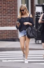 SIENNA MILLER in Denim Shorts Out in New York 05/22/2018