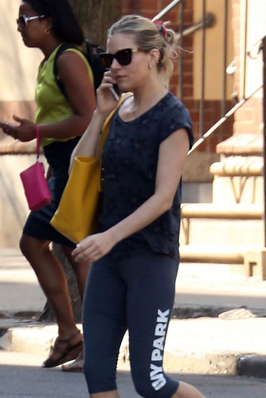 SIENNA MILLER in Leggings Heading to a Gym in New York 05/03/2018