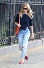 SIENNA MILLER in Ripped Denim Out in New York 05/10/2018