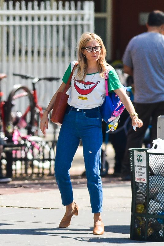 SIENNA MILLER Leaves Bar Pitti in New York 05/09/2018