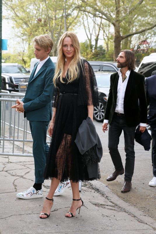 UMA THURMAN Arrives at Prada Resort: 2019 Show in New York 05/04/2018