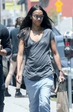 ZOE SALDANA in Jeans Out for Coffee in Los Angeles 05/28/2018