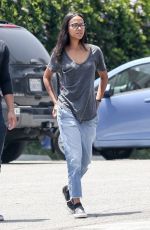 ZOE SALDANA in Jeans Out for Coffee in Los Angeles 05/28/2018