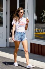 ALESSANDRA AMBROSIO in Denim Shorts Out Shopping in Brentwood 06/15/2018