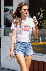 ALESSANDRA AMBROSIO in Denim Shorts Out Shopping in Brentwood 06/15/2018
