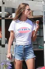 ALESSANDRA AMBROSIO in Denim Shorts Out Shopping in Brentwood 06/15/2018