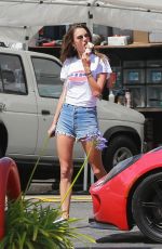 ALESSANDRA AMBROSIO in Denim Shorts Out Shopping in Brentwood 06/15/2018