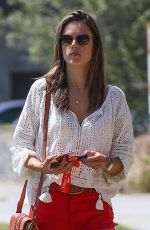 ALESSANDRA AMBROSIO in Red Denim Shorts Out in Pacific Palisades 06/13/2018