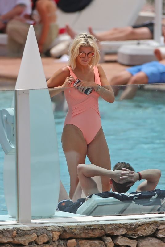 ASHLEY JAMES in Swimsuit at a Pool in Ibiza 06/06/2018