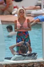 ASHLEY JAMES in Swimsuit at a Pool in Ibiza 06/06/2018