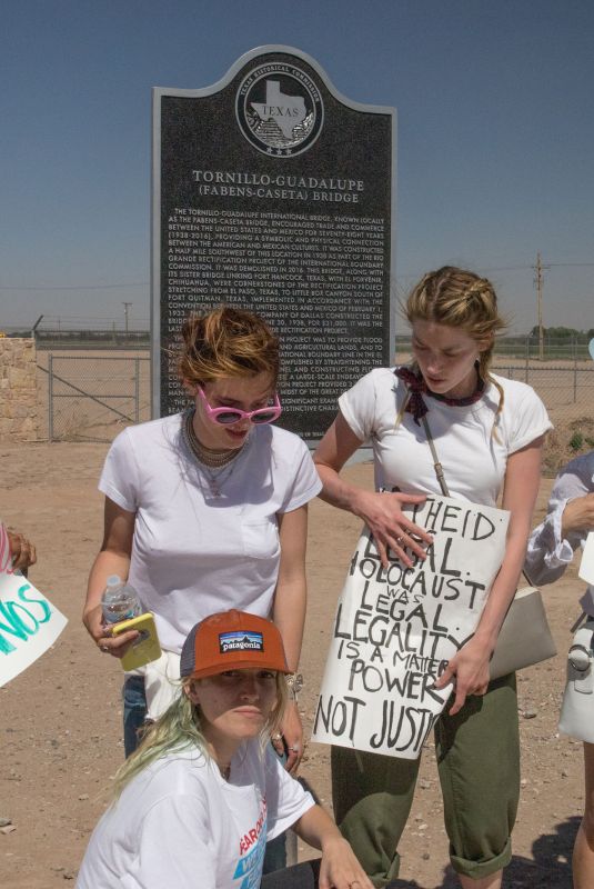 BELLA and DANI THORNE at Rally in Support of Refugee Children and Families Seeking Asylum in Tornillo 06/24/2018