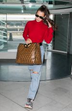BELLA HADID Arrives at Charles De Gaulle Airport in Paris 06/02/2018
